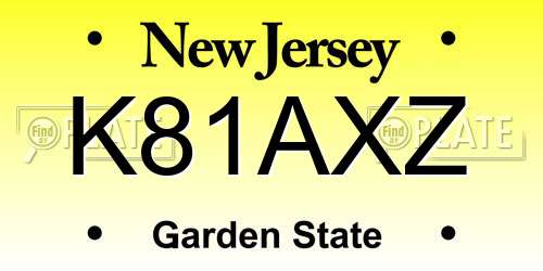 K81AXZ New Jersey License Plate