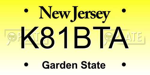 K81BTA New Jersey License Plate