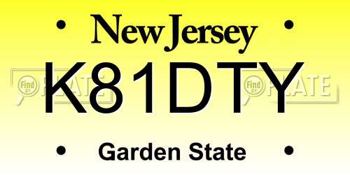K81DTY New Jersey License Plate