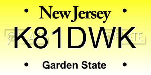K81DWK New Jersey License Plate