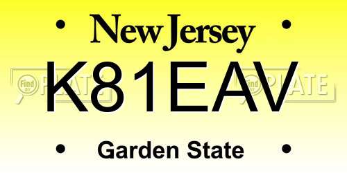 K81EAV New Jersey License Plate