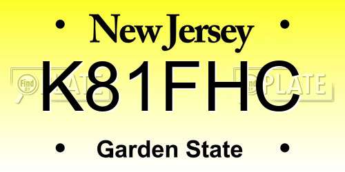 K81FHC New Jersey License Plate