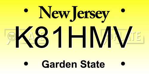 K81HMV New Jersey License Plate
