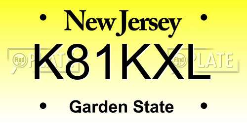 K81KXL New Jersey License Plate