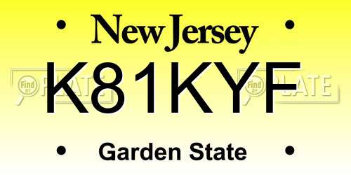 K81KYF New Jersey License Plate