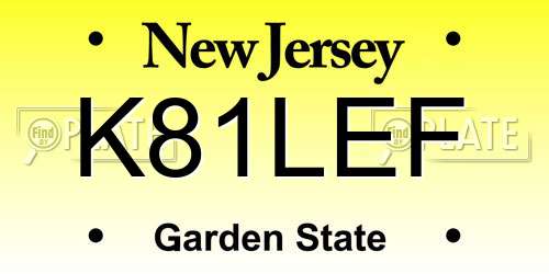 K81LEF New Jersey License Plate