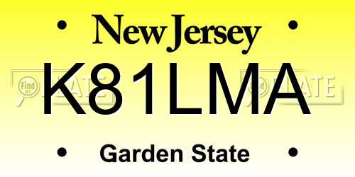K81LMA New Jersey License Plate