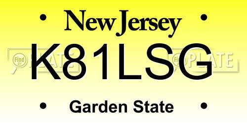 K81LSG New Jersey License Plate