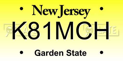 K81MCH New Jersey License Plate