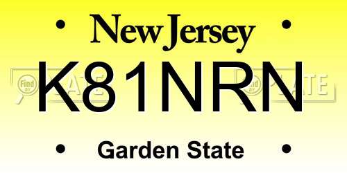 K81NRN New Jersey License Plate