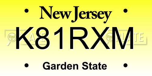 K81RXM New Jersey License Plate