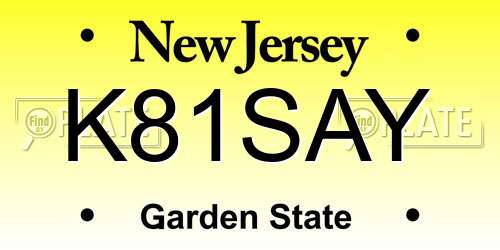 K81SAY New Jersey License Plate