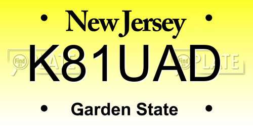 K81UAD New Jersey License Plate
