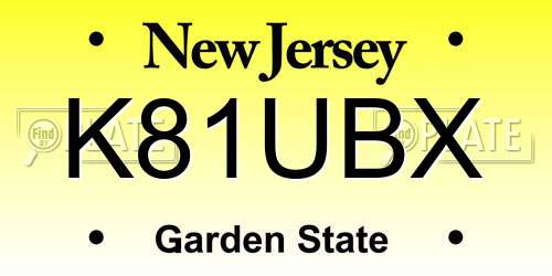 K81UBX New Jersey License Plate