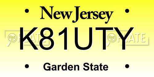 K81UTY New Jersey License Plate