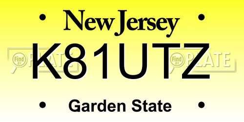 K81UTZ New Jersey License Plate