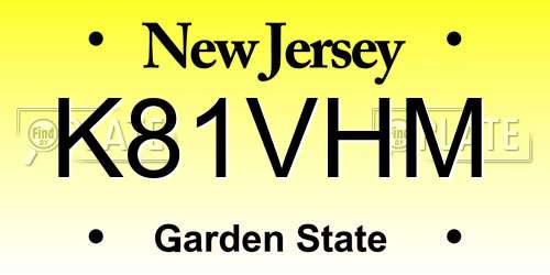 K81VHM New Jersey License Plate