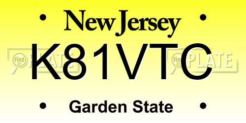 K81VTC New Jersey License Plate