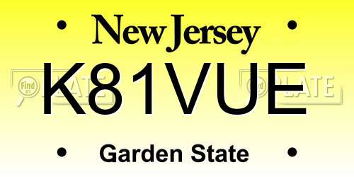 K81VUE New Jersey License Plate
