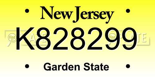 K828299 New Jersey License Plate