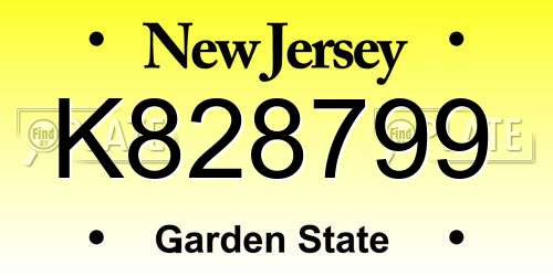K828799 New Jersey License Plate