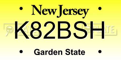 K82BSH New Jersey License Plate