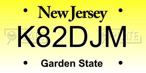 K82DJM New Jersey License Plate
