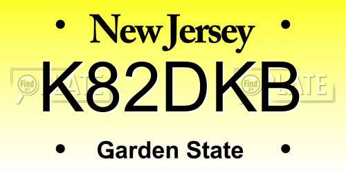K82DKB New Jersey License Plate