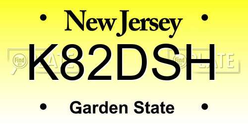 K82DSH New Jersey License Plate