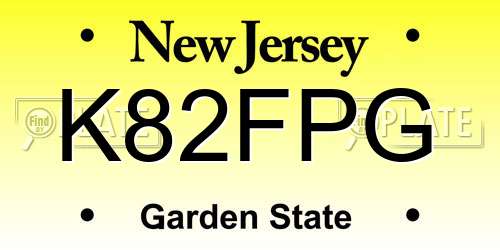 K82FPG New Jersey License Plate