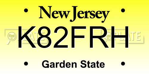 K82FRH New Jersey License Plate