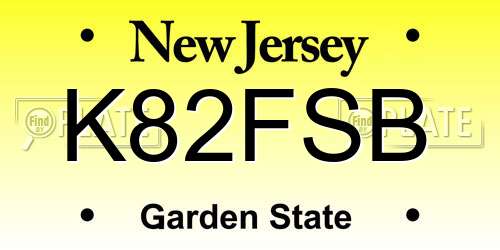 K82FSB New Jersey License Plate