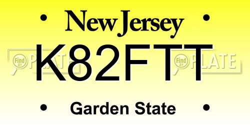 K82FTT New Jersey License Plate