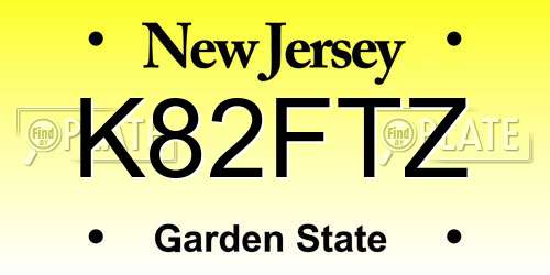 K82FTZ New Jersey License Plate