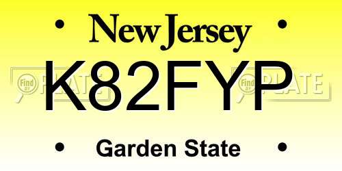 K82FYP New Jersey License Plate