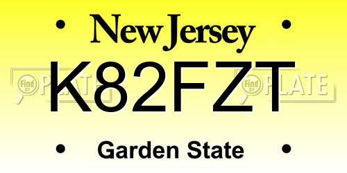 K82FZT New Jersey License Plate