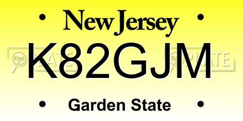 K82GJM New Jersey License Plate