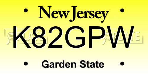 K82GPW New Jersey License Plate