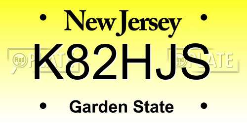 K82HJS New Jersey License Plate