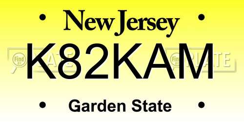 K82KAM New Jersey License Plate