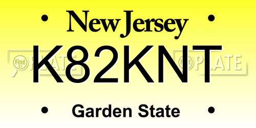 K82KNT New Jersey License Plate
