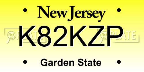 K82KZP New Jersey License Plate