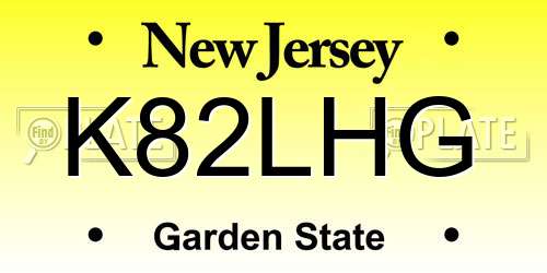 K82LHG New Jersey License Plate