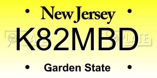K82MBD New Jersey License Plate