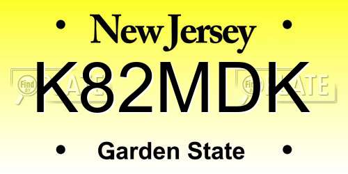 K82MDK New Jersey License Plate