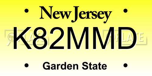 K82MMD New Jersey License Plate