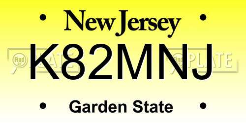 K82MNJ New Jersey License Plate