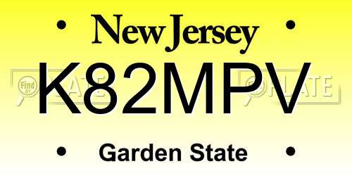 K82MPV New Jersey License Plate