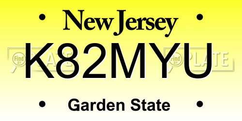 K82MYU New Jersey License Plate