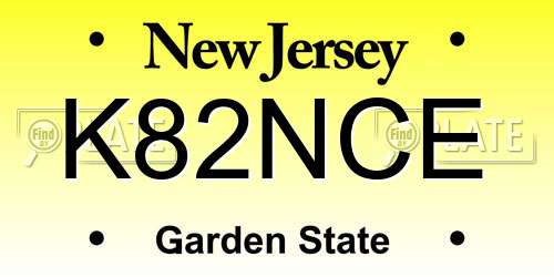 K82NCE New Jersey License Plate